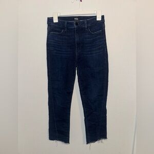 Paige Hoxton Slim Raw Hem Dark Wash Jeans